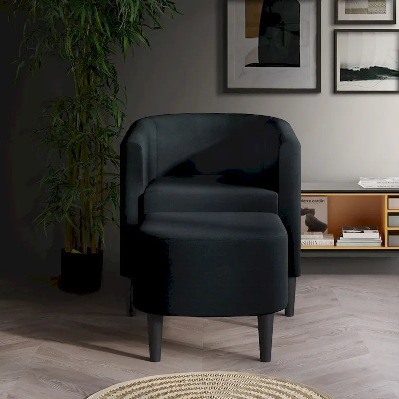 Eigentijdse met linnen beklede accentstoel met voetenbank van CraftPorch