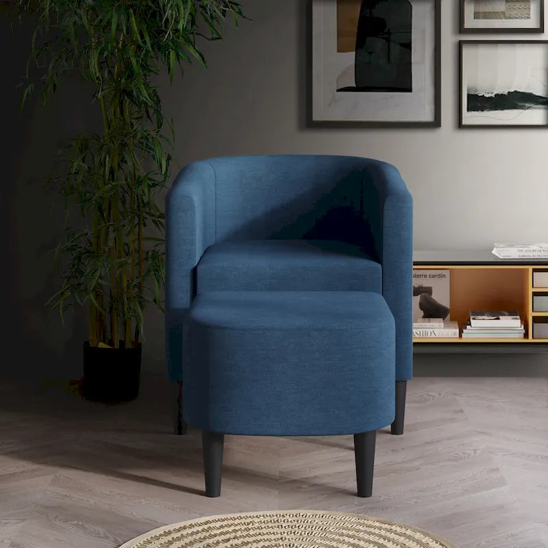 Eigentijdse met linnen beklede accentstoel met voetenbank van CraftPorch