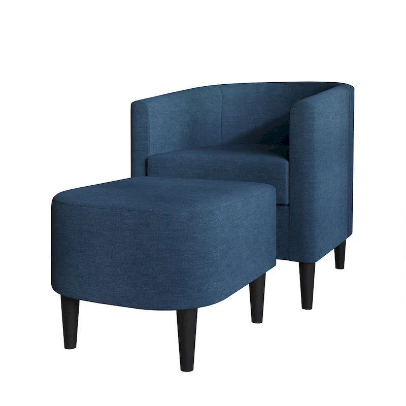 Eigentijdse met linnen beklede accentstoel met voetenbank van CraftPorch