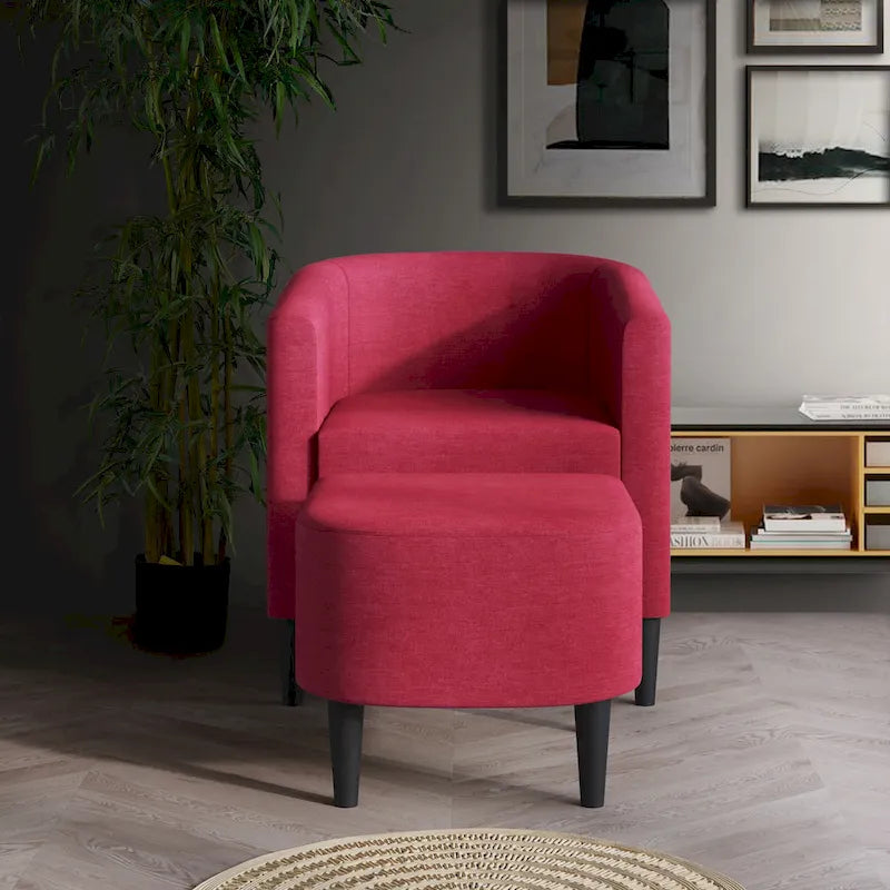 Eigentijdse met linnen beklede accentstoel met voetenbank van CraftPorch