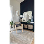 Rattan Armrest Fabric Upholstered Accent Chair