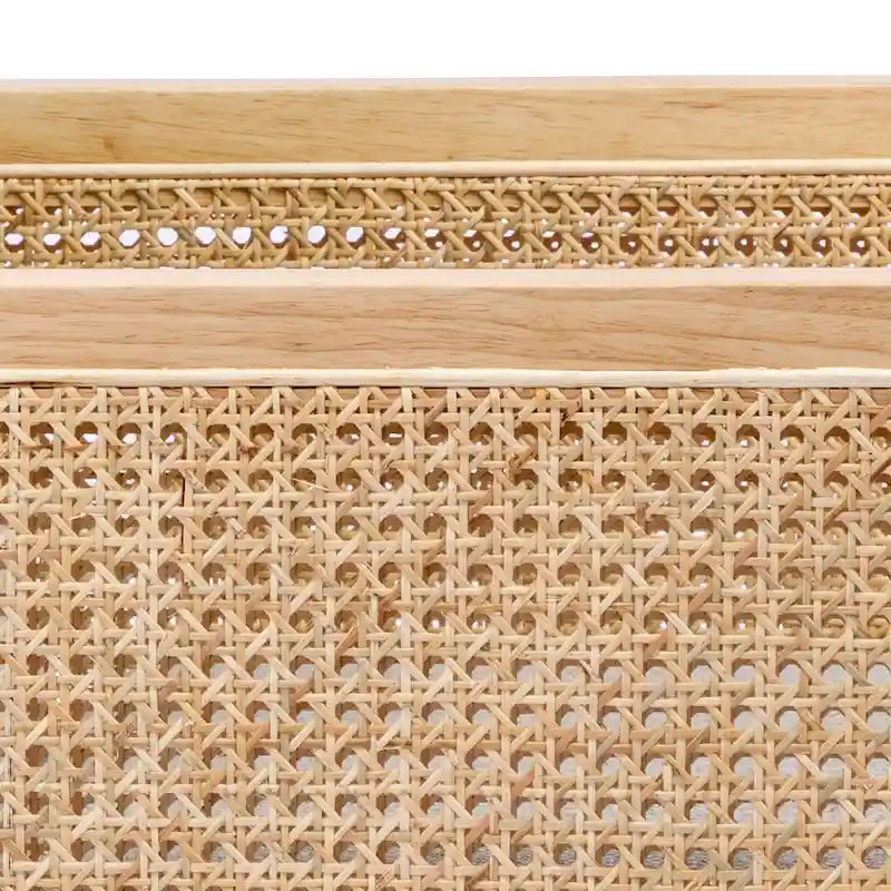 Rattan Armrest Fabric Upholstered Accent Chair