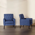 LUE BONA Leinenstuhl mit Walnussbeinen im modernen Mid-Century-Stil, mit Knopfheftung (2er-Set) – 33.86 H X 27.95 W X 29.53 D