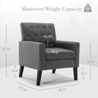 LUE BONA Leinenstuhl mit Walnussbeinen im modernen Mid-Century-Stil, mit Knopfheftung (2er-Set) – 33.86 H X 27.95 W X 29.53 D