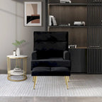CraftPorch Modern Gold Legs Velvet Accent Chair with Ottoman