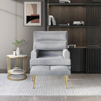 CraftPorch Modern Gold Legs Velvet Accent Chair with Ottoman