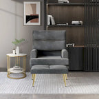 CraftPorch Modern Gold Legs Velvet Accent Chair with Ottoman