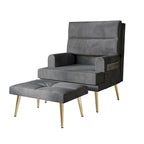 CraftPorch Modern Gold Legs Velvet Accent Chair with Ottoman