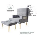 CraftPorch Modern Gold Legs Velvet Accent Chair with Ottoman