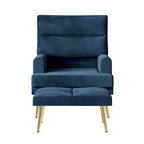 CraftPorch Modern Gold Legs Velvet Accent Chair with Ottoman