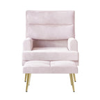 CraftPorch Modern Gold Legs Velvet Accent Chair with Ottoman