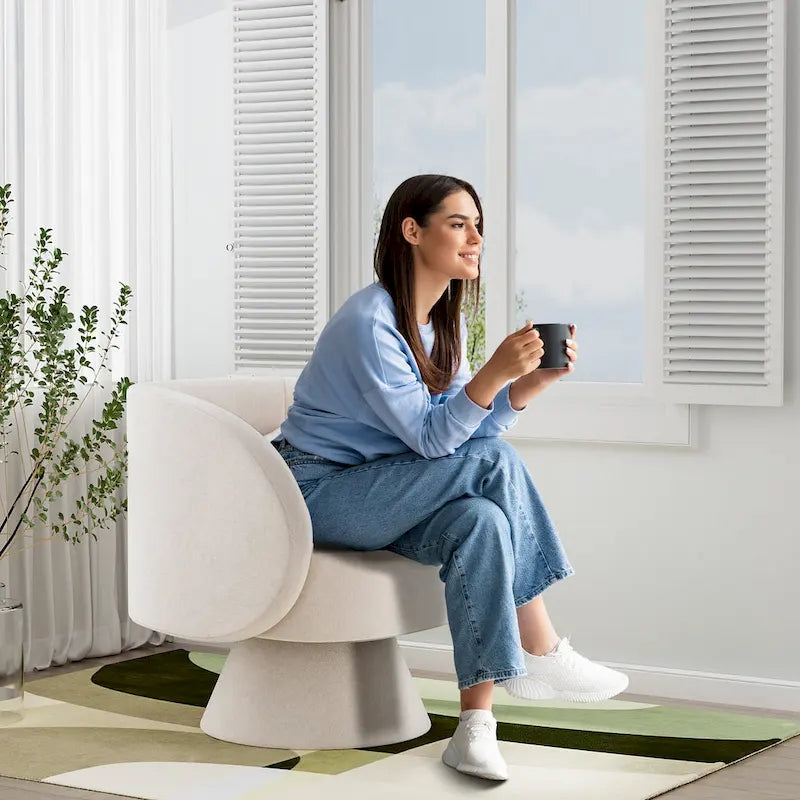Sillones tipo barril modernos giratorios de 360 grados Ouyessir  para acurrucarse