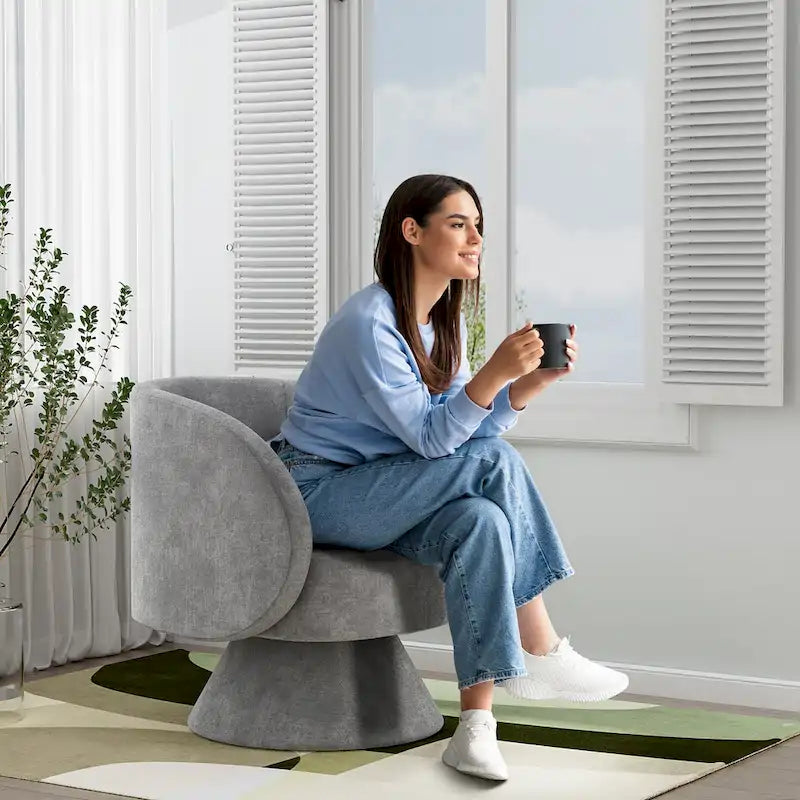 Sillones tipo barril modernos giratorios de 360 grados Ouyessir  para acurrucarse
