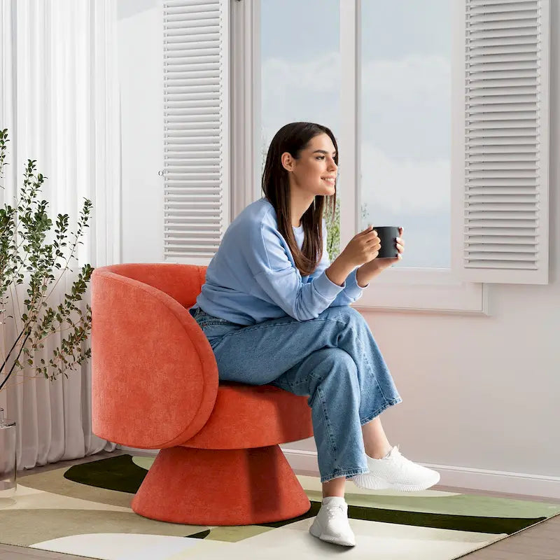 Sillones tipo barril modernos giratorios de 360 grados Ouyessir  para acurrucarse