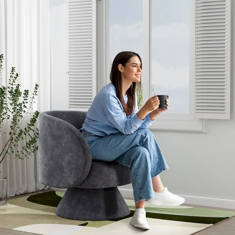 Sillones tipo barril modernos giratorios de 360 grados Ouyessir  para acurrucarse