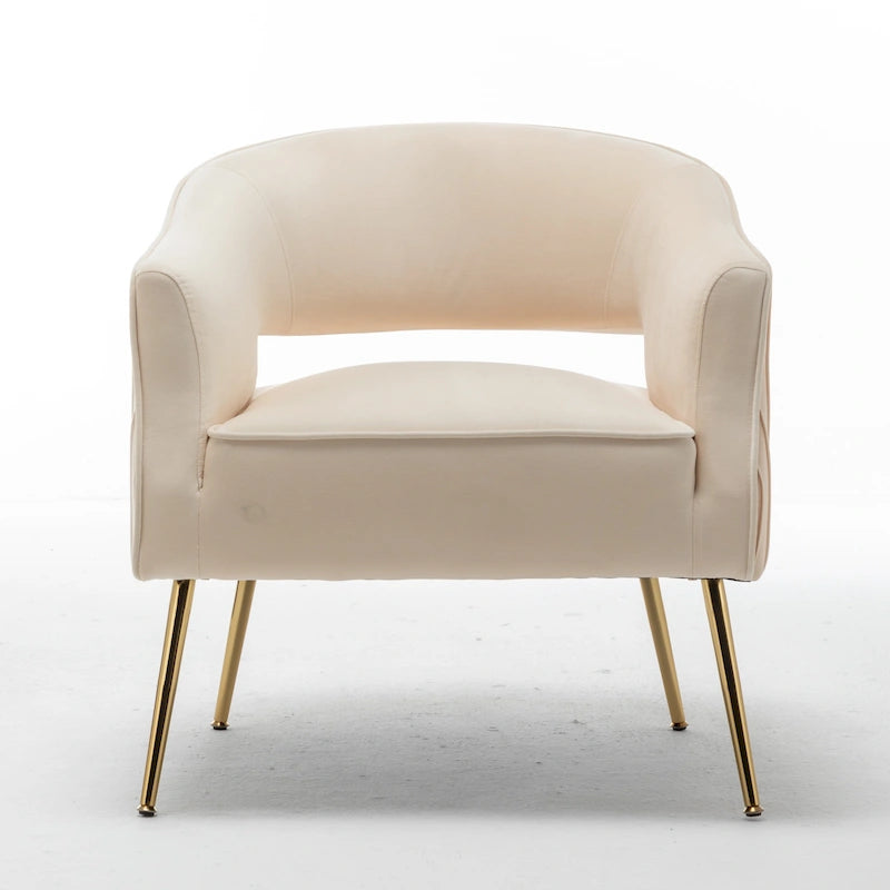 Sillón decorativo moderno de terciopelo SEYNAR con brazos, para tocador, respaldo alado y patas doradas, para sala de estar