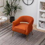 SEYNAR Modern Velvet Accent Arm Vanity Chair with Wingback and Gold Legs for Living Room