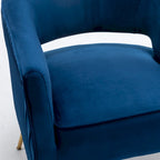 SEYNAR Modern Velvet Accent Arm Vanity Chair with Wingback and Gold Legs for Living Room