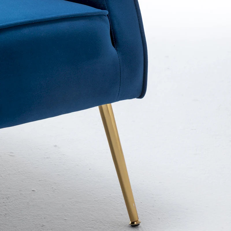 SEYNAR Modern Velvet Accent Arm Vanity Chair with Wingback and Gold Legs for Living Room