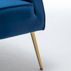 SEYNAR Modern Velvet Accent Arm Vanity Chair with Wingback and Gold Legs for Living Room