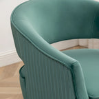 SEYNAR Modern Velvet Accent Arm Vanity Chair with Wingback and Gold Legs for Living Room