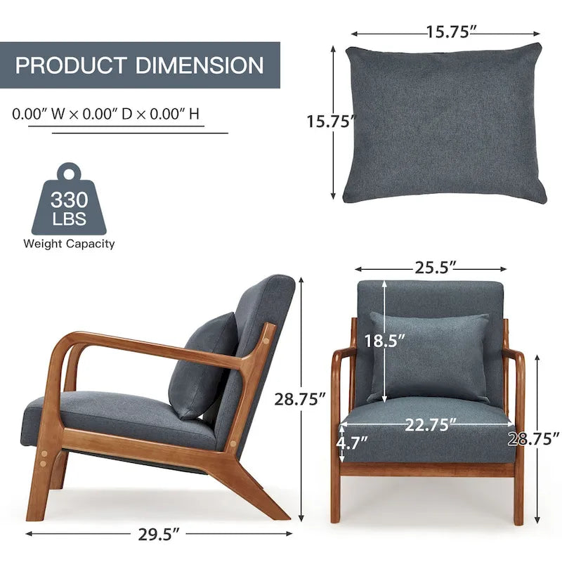 AECOJOY Mid Century Modern Living Room Reading Comfy Lounge Chairs