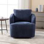Boucle Fabric Upholstered Swivel Barrel Armchair With Pillow