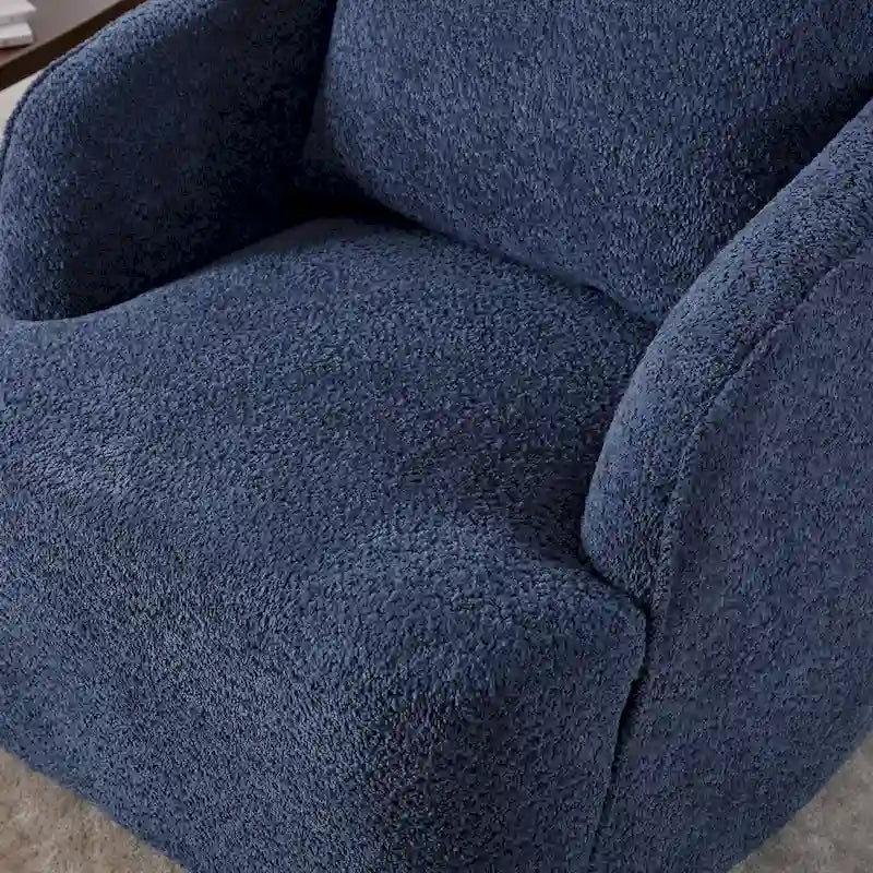 Boucle Fabric Upholstered Swivel Barrel Armchair With Pillow