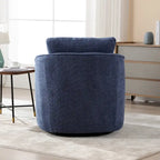 Boucle Fabric Upholstered Swivel Barrel Armchair With Pillow