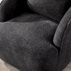 Boucle Fabric Upholstered Swivel Barrel Armchair With Pillow