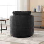 Boucle Fabric Upholstered Swivel Barrel Armchair With Pillow