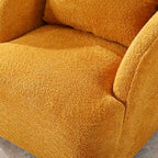 Boucle Fabric Upholstered Swivel Barrel Armchair With Pillow