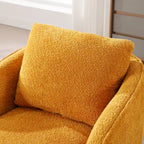 Boucle Fabric Upholstered Swivel Barrel Armchair With Pillow