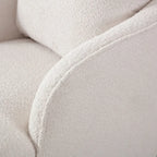 Boucle Fabric Upholstered Swivel Barrel Armchair With Pillow