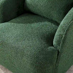 Boucle Fabric Upholstered Swivel Barrel Armchair With Pillow