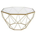 Malibu 29 Modern Octagon Center Coffee Table with Tempered Glass Table top & Sturdy Metal Geometric Base for Living Room Office