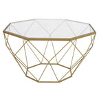 Malibu 29 Modern Octagon Center Coffee Table with Tempered Glass Table top & Sturdy Metal Geometric Base for Living Room Office
