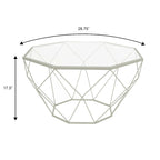 Malibu 29 Modern Octagon Center Coffee Table with Tempered Glass Table top & Sturdy Metal Geometric Base for Living Room Office