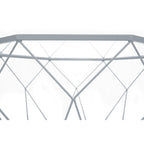 Malibu 29 Modern Octagon Center Coffee Table with Tempered Glass Table top & Sturdy Metal Geometric Base for Living Room Office
