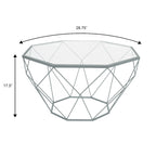 Malibu 29 Modern Octagon Center Coffee Table with Tempered Glass Table top & Sturdy Metal Geometric Base for Living Room Office