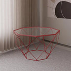 Malibu 29 Modern Octagon Center Coffee Table with Tempered Glass Table top & Sturdy Metal Geometric Base for Living Room Office