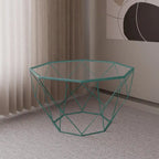Malibu 29 Modern Octagon Center Coffee Table with Tempered Glass Table top & Sturdy Metal Geometric Base for Living Room Office