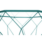 Malibu 29 Modern Octagon Center Coffee Table with Tempered Glass Table top & Sturdy Metal Geometric Base for Living Room Office