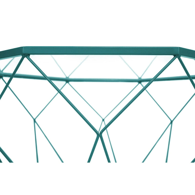 Malibu 29 Modern Octagon Center Coffee Table with Tempered Glass Table top & Sturdy Metal Geometric Base for Living Room Office