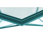 Malibu 29 Modern Octagon Center Coffee Table with Tempered Glass Table top & Sturdy Metal Geometric Base for Living Room Office