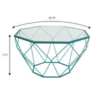 Malibu 29 Modern Octagon Center Coffee Table with Tempered Glass Table top & Sturdy Metal Geometric Base for Living Room Office