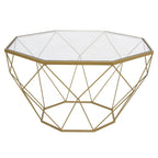 Malibu 29 Modern Octagon Center Coffee Table with Tempered Glass Table top & Sturdy Metal Geometric Base for Living Room Office