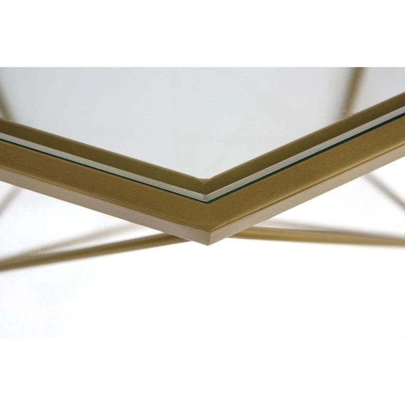 Malibu 29 Modern Octagon Center Coffee Table with Tempered Glass Table top & Sturdy Metal Geometric Base for Living Room Office