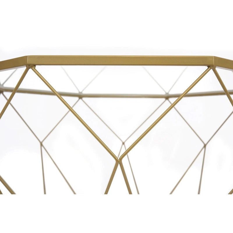 Malibu 29 Modern Octagon Center Coffee Table with Tempered Glass Table top & Sturdy Metal Geometric Base for Living Room Office