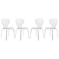 Stackable Plastic Dining Chair with Chrome Legs Set of 4 Transparent Accent Side Chair for Indoor and Outdoor